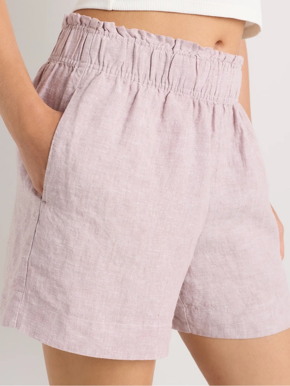 100% European Linen High Waisted Shorts - Picture 3 of 5